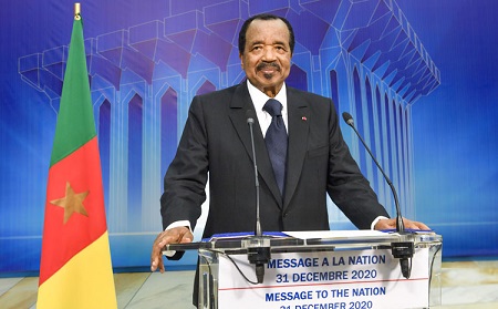 Le Chef de l’Etat camerounais Paul Biya s'agressant à la Nation à l’occasion de la fin d’année 2020 et du Nouvel An 2021