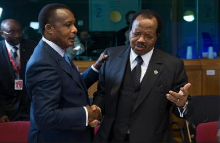 Le président camerounais Paul Biya et son homologue congolais, Denis Sassou N’Guesso . Illustration