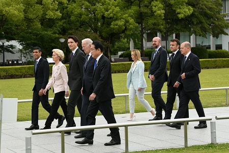 Les dirigeants du Groupe des Sept du 49e sommet du forum à Hiroshima au Japon. 19mai 2023