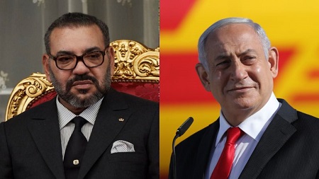Le roi Mohammed VI du Maroc (à gauche) et l'Israélien Benjamin Netanyahu. GETTY IMAGES / EPA