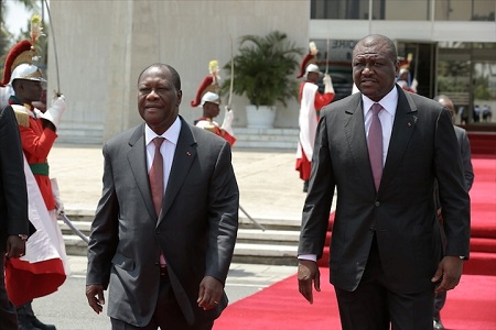 Le Premier ministre Hamed Bakayoko et le président Ouattara 