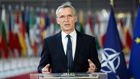  Le secrétaire général de l'OTAN Jens Stoltenberg - AFP/JOHANNA GERON 