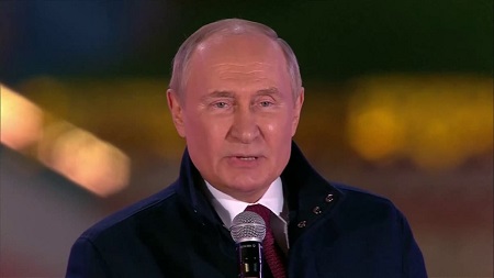 Vladimir Poutine sur la place Rouge de Moscou le 30 septembre 2022