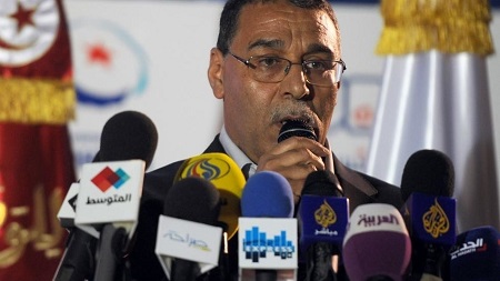 Abdelhamid Jelassi lors d'une conférence de presse à Tunis en octobre 2014. FETHI BELAID / AFP