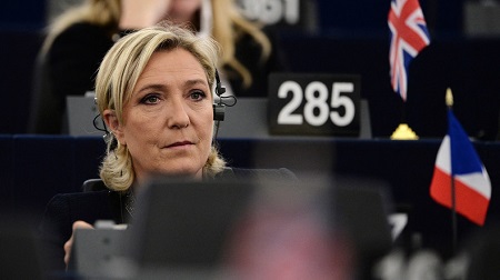 Marine Le Pen au Parlement européen, à Strasbourg, le 26 octobre 2016 (photo d'illustration).  AFP
