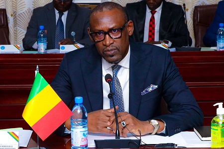 Le ministre malien des Affaires étrangères Abdoulaye Diop devant les membres du Conseil
