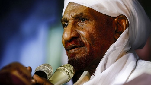 Le chef du principal parti d'opposition, Sadek al-Mahdi, a réclamé que le Soudan adhère à la CPI, samedi 27 avril 2019. Ashraf Shazly, AFP