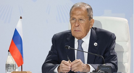 Le ministre russe des Affaires étrangères Sergueï Lavrov, le 24 août à Johannesbourg (photo d'illustration).-RUSSIAN FOREIGN MINISTRY / AFP