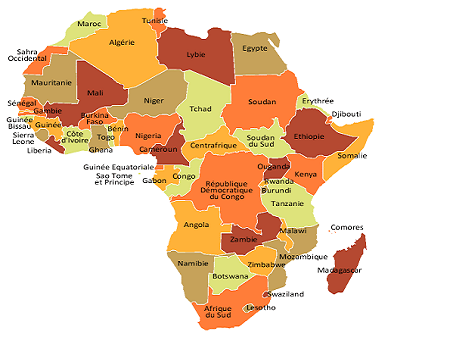 La carte du continent africain par pays (image: capture écran)