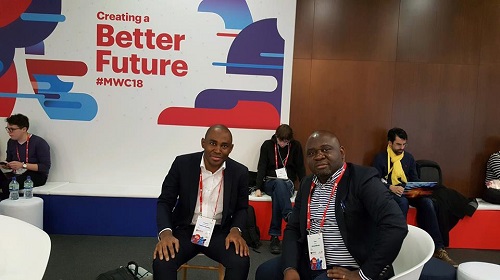 Yimeumi Jules-Hervé et Tinno Bang Mbang au MWC2018 à Barcelone