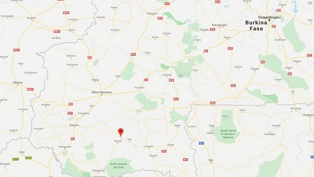 Les quatre employés de Huawei avaient été enlevés sur l'axe routier reliant Ouo à Sidéradougou dans le sud du Burkina Faso le 22 novembre 2019. © Google maps