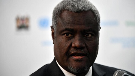 Le président de la Commission de l'Union africaine, Moussa Faki Mahamat, le 10 juillet 2019. © TONY KARUMBA / AFP