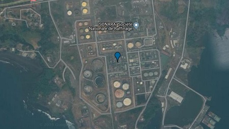 Vue satellite du site de raffinage de la Sonara à Limbe. © Google Maps