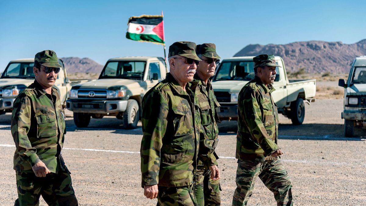 Le pre?sident sahraoui Brahim Ghali inspectant ses troupes. Photo: Illustration
