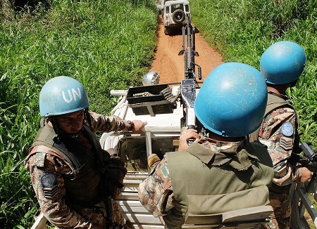 Des Casques bleus mènent une patrouille dans les environs de Beni (Nord-Kivu) RDC (illustration image)