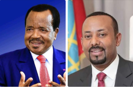 Le Président camerounais Paul Biya et le Premier ministre éthiopien Abiy Ahmed